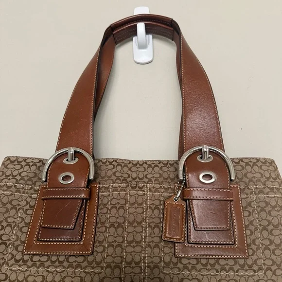 Coach Y2K Demi Signature Print Brown Soho Buckle Leather Canvas Tote Bag - Picture 10 of 16